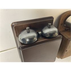 Two GPO wall mounted bell boxes, the first example marked no.1, and no.1A, together with three other wall mounted bell boxes 