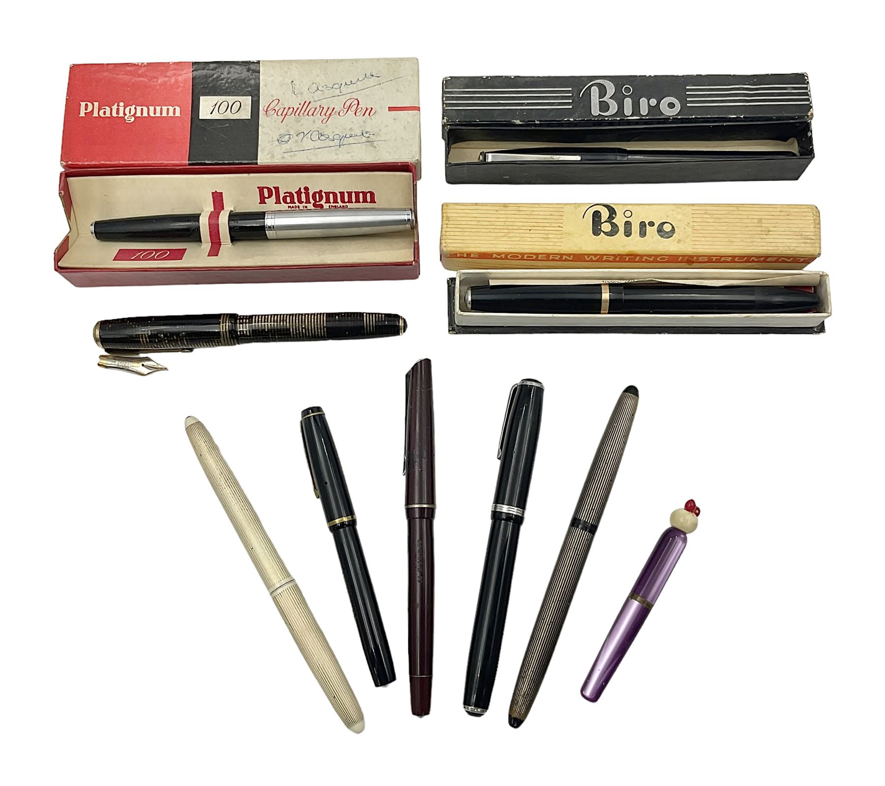 Collection of ball point and fountain pens, to include Burnham no 44, Ester Brook, Miles Martin etc  