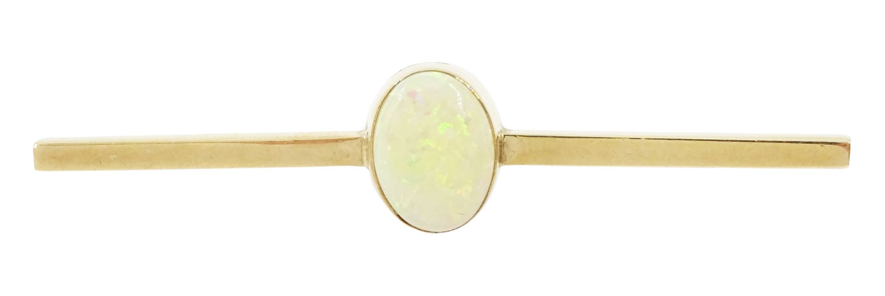 9ct gold opal bar brooch, hallmarked