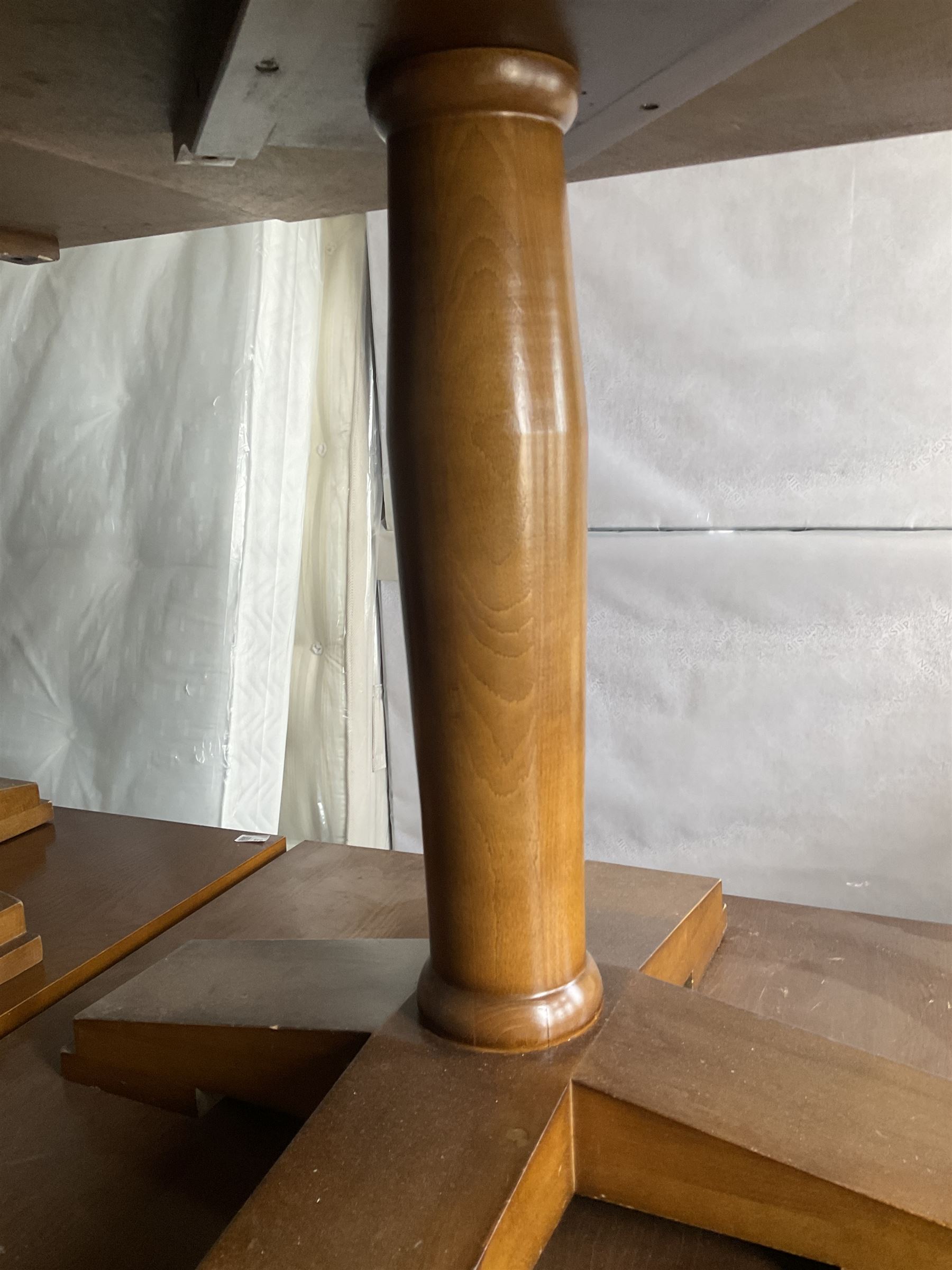 Four square walnut finish dining tables- LOT SUBJECT TO VAT ON THE HAMMER PRICE - To be collected by appointment from The Ambassador Hotel, 36-38 Esplanade, Scarborough YO11 2AY. ALL GOODS MUST BE REMOVED BY WEDNESDAY 15TH JUNE.