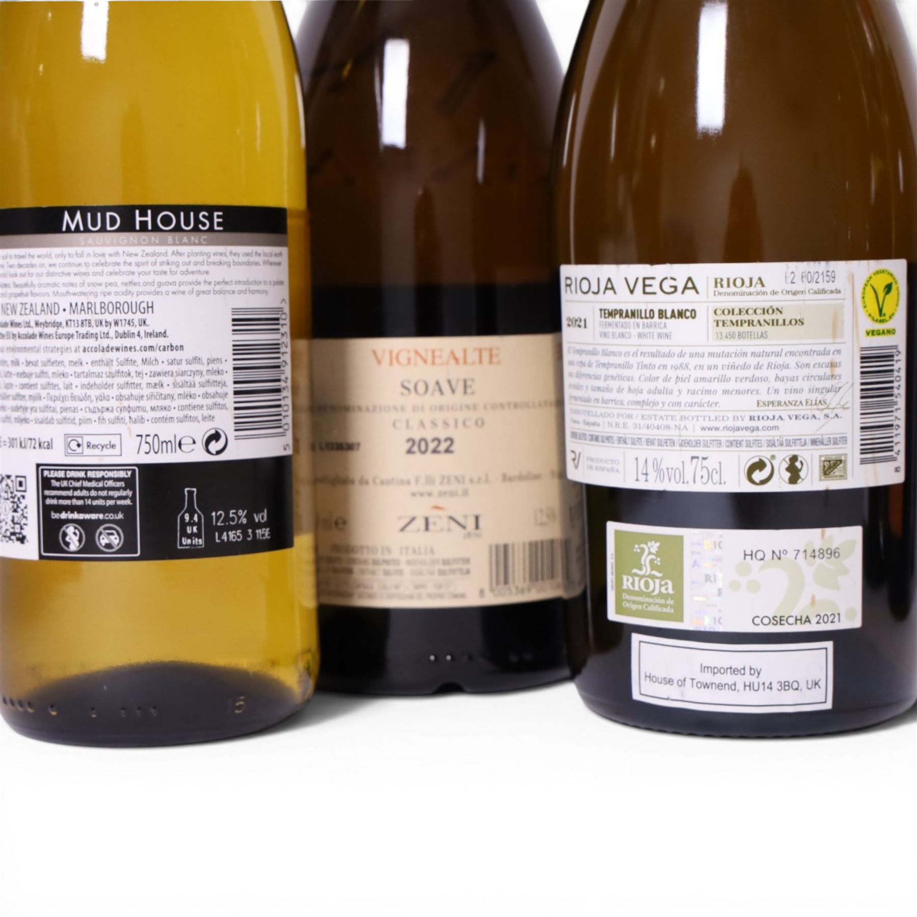 Mixed wine, including Henri Gaillard 2020 Cotes De Provence, Rioja Vega Tempranillo Blanco, Mud House 2023 Sauvignon Blanc etc various contents and proof 