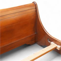 And So To Bed - Super King 'Manoir' 6' sleigh bed, the panelled headboard and footboard with pronounced scrolled ends, stepped moulded rails and shaped side panels, on block feet