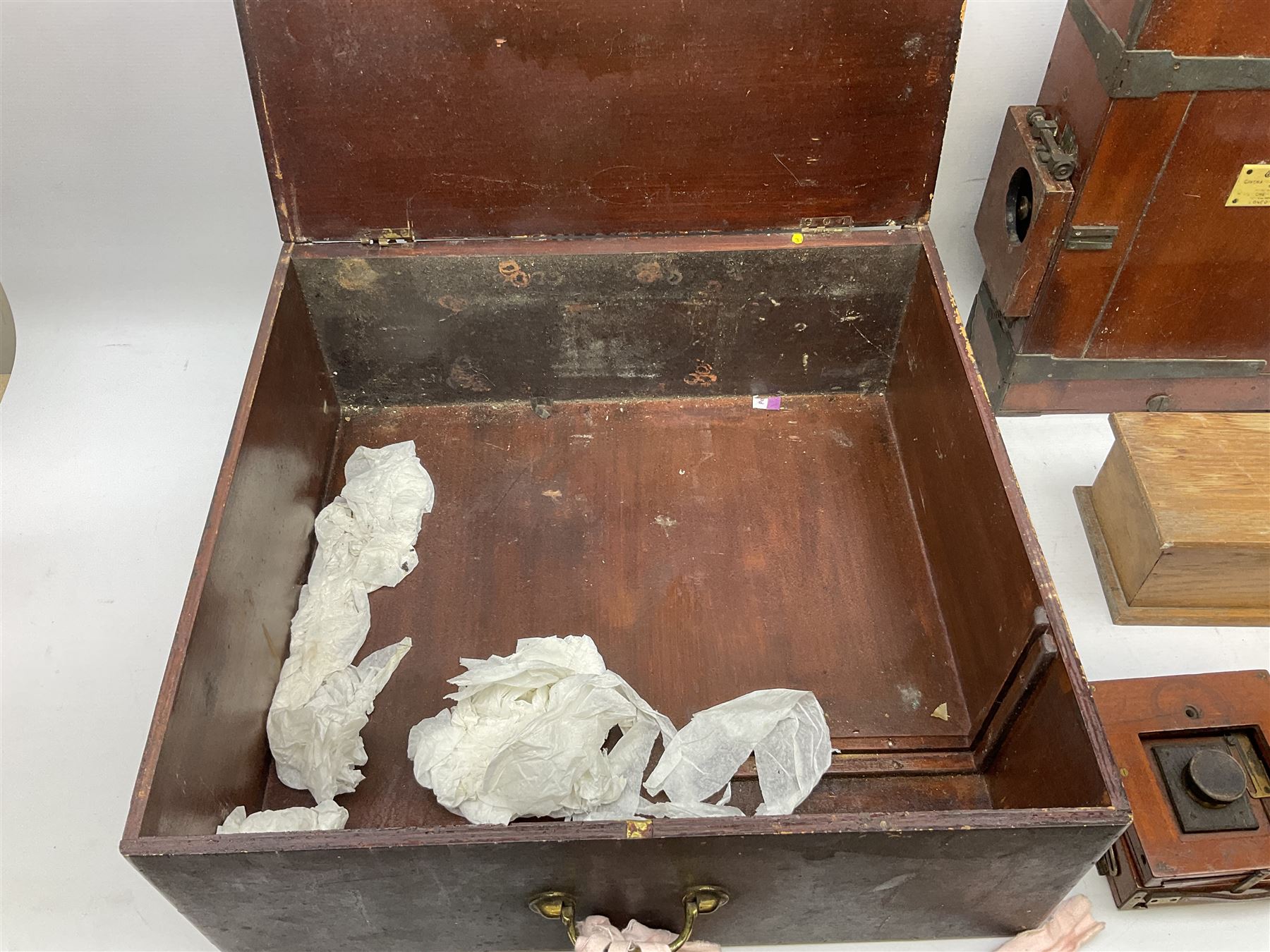 19th Century 'Empire cinematograph camera No.3, Manufactured by W.Butcher & Sons ltd'  in a wooden box with hinged handle 