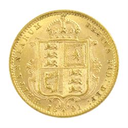 Queen Victoria 1891 gold half sovereign coin, shield reverse