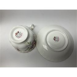 Royal Albert Cottage Garden pattern tea service for six people, comprising teapot, milk jug, sugar bowl, teacups and saucers, side plates and cake plate, all with printed mark beneath