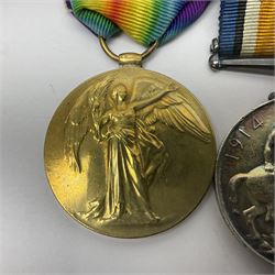 WWI trio of medals comprising British War Medal and Victory Medal awarded to 1815 Pte. W. Scott K.O.Y.L.I. and 1914-15 Star awarded to 200196 Pte. W. Scott Yorks. L.I.; with ribbons on wearing bar