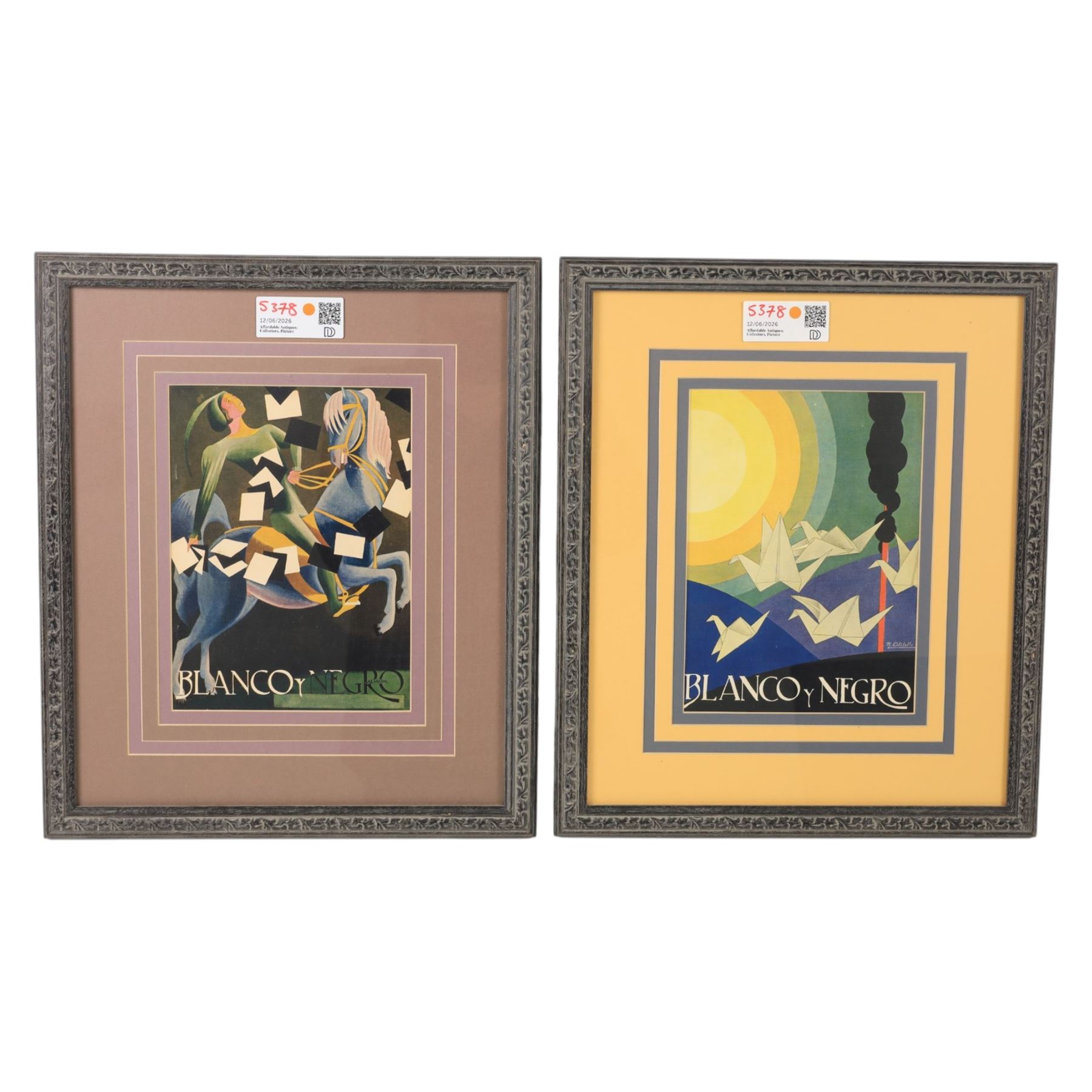 Set of four Blanco Y Negro posters, largest including frame 48cm x 42cm (4)