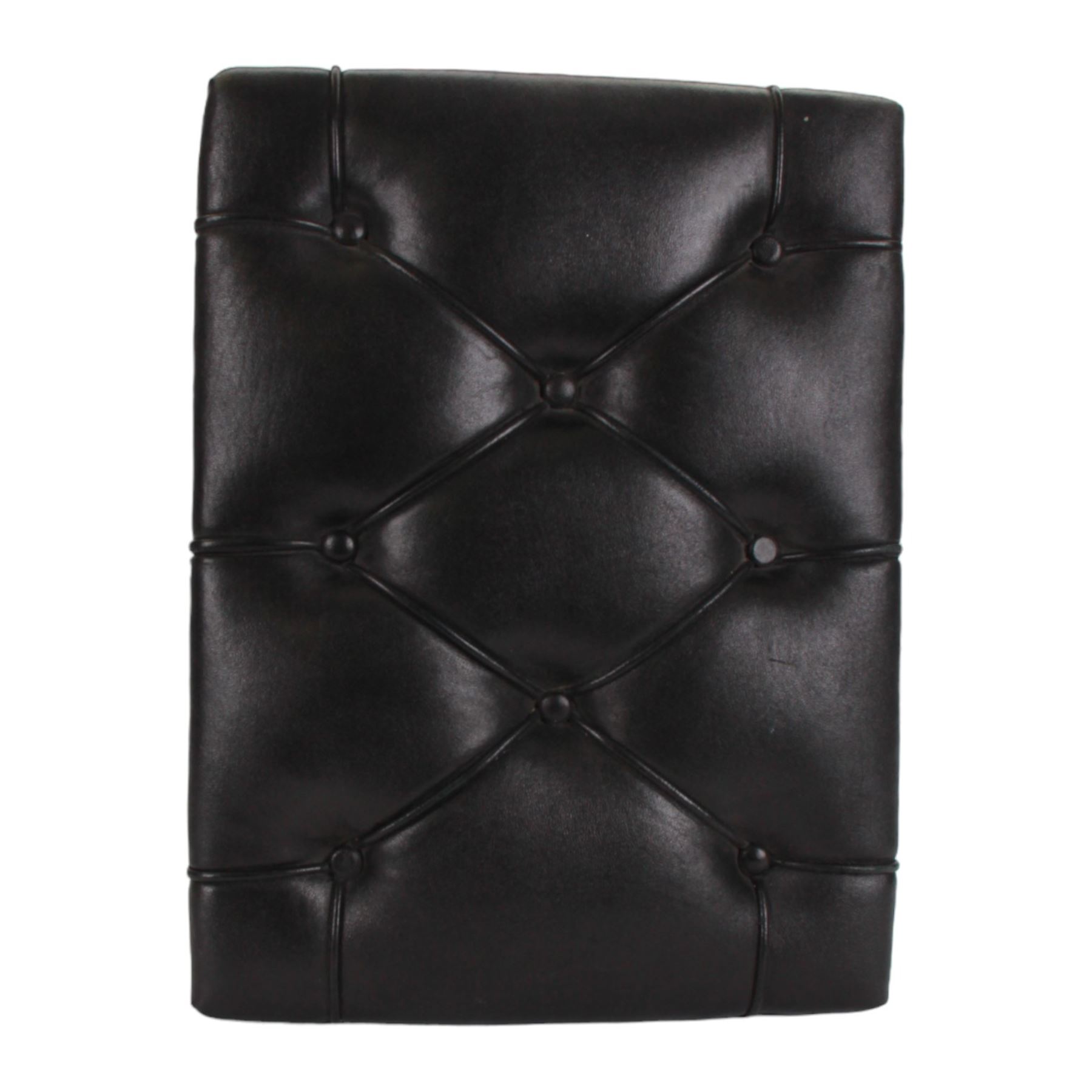 20th century folk art chest, of rectangular form, the front and back painted with dancing figures and stars in polychrome, the sides with conforming stars, upon a black painted ground, with removable leather upholstered top, H30cm W46cm D35cm