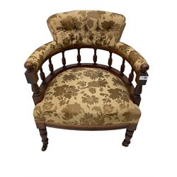 Late Victorian walnut framed tub shaped chair