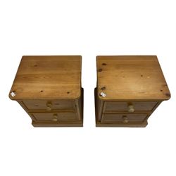 Three solid pine two drawer chests