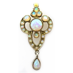  Silver-gilt (tested) opal pendant  