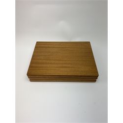 A canteen of bark effect stainless steel cutlery by Gerald Benney for Viners Studio, in a teak case. 