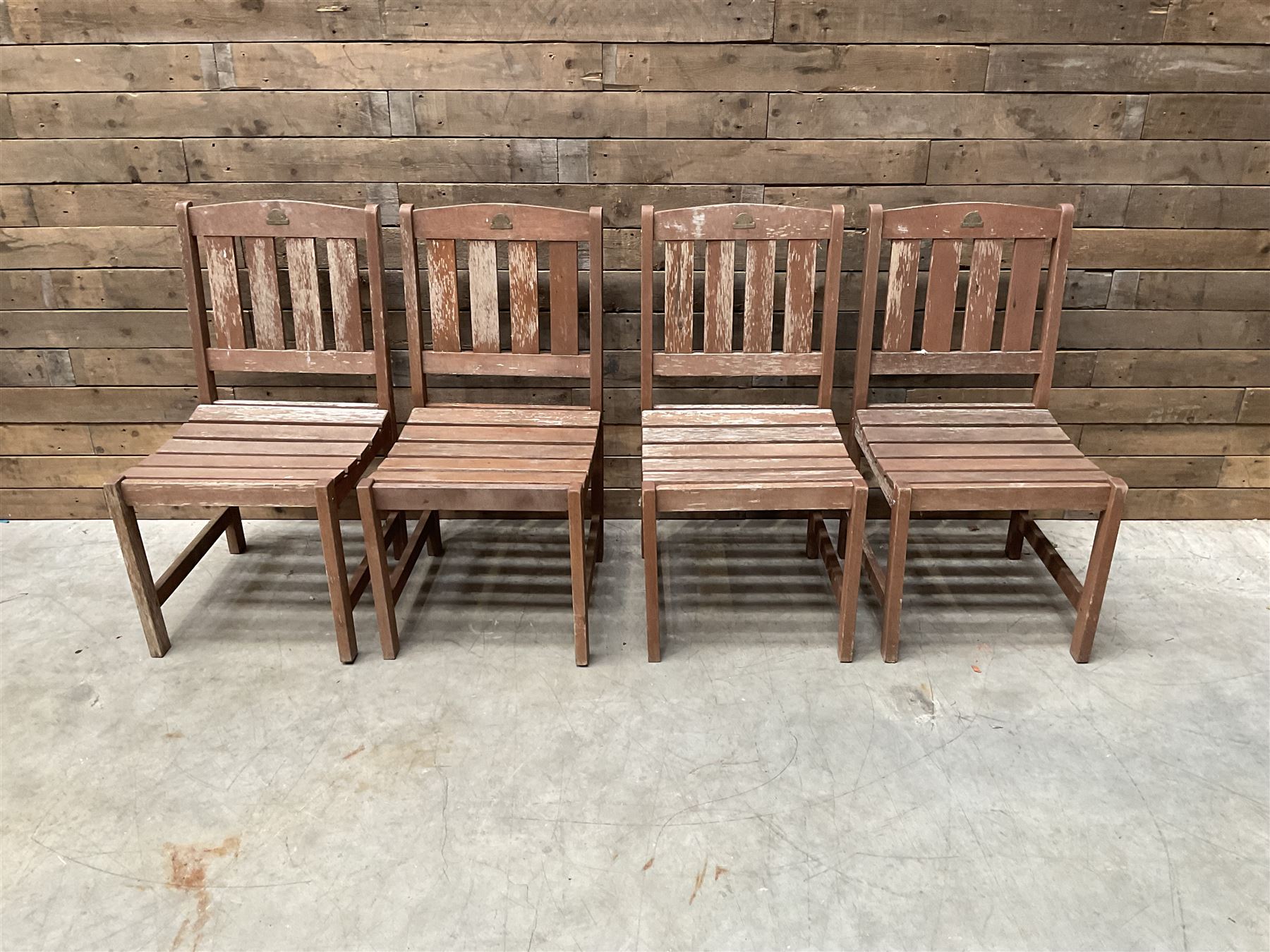 Set of 4 wooden garden chairs