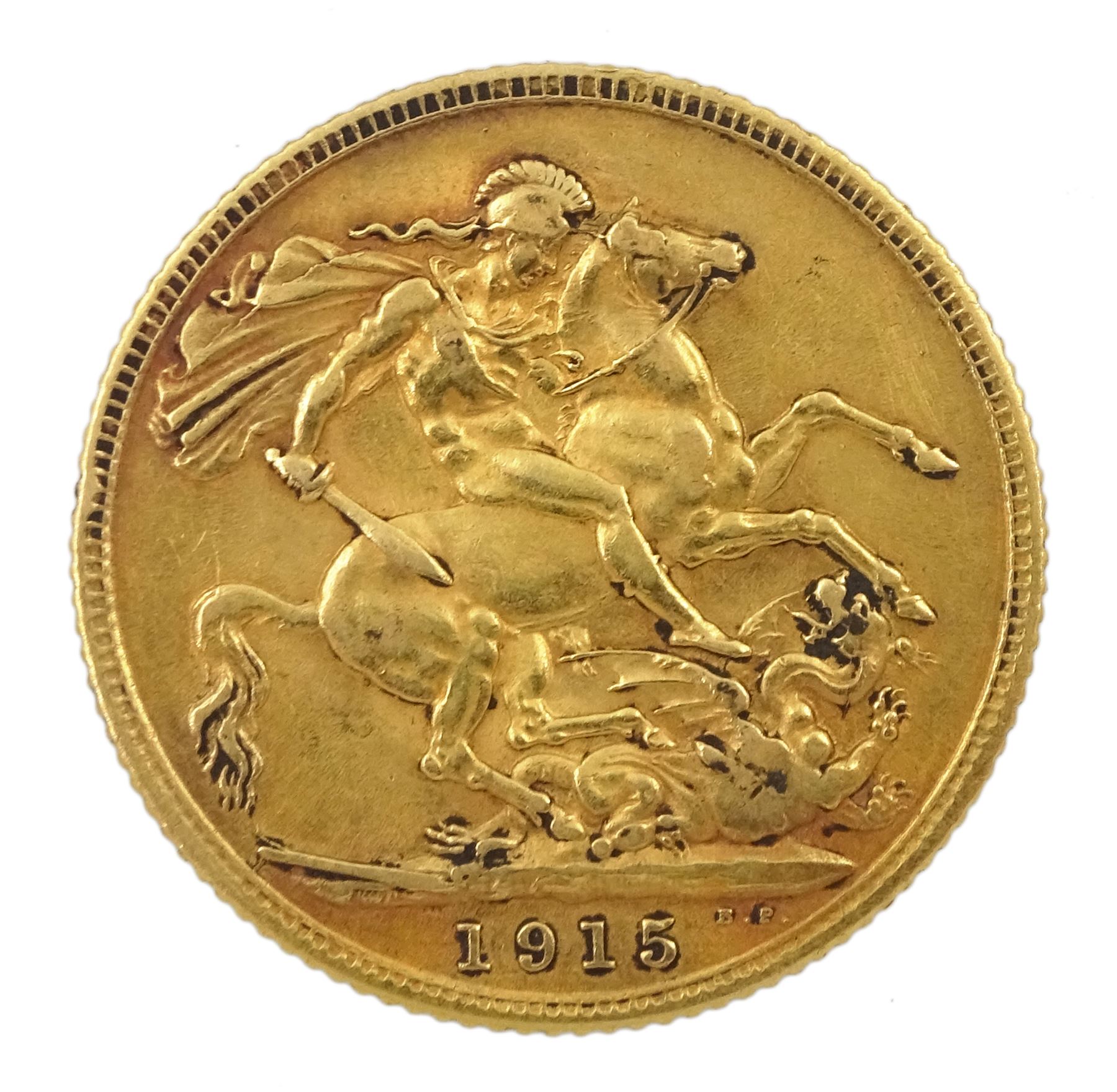 King George V 1915 gold full sovereign coin