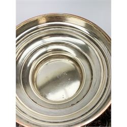 An early 20th century Barker Ellis Silver Co Ltd silver plated punch bowl, with embossed foliate detail to the body, applied rim with fruiting vines and acanthus leaves, and raised upon a stepped circular base with gadrooned detail, with MS shield mark beneath for Barker Ellis, H22c, D31cm. 