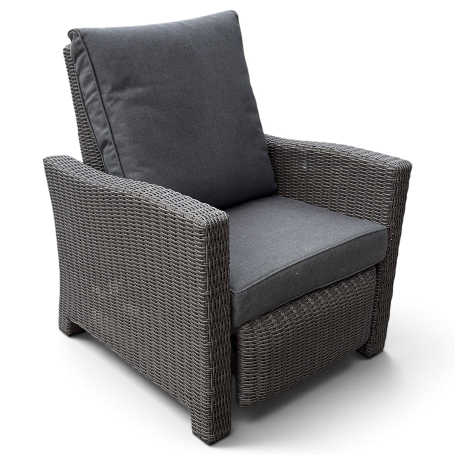 Kettler - Palma rattan garden reclining lounger chair, of high-back and square form with reclining and extending foot-rest function, with loose seat cushions and protective cover