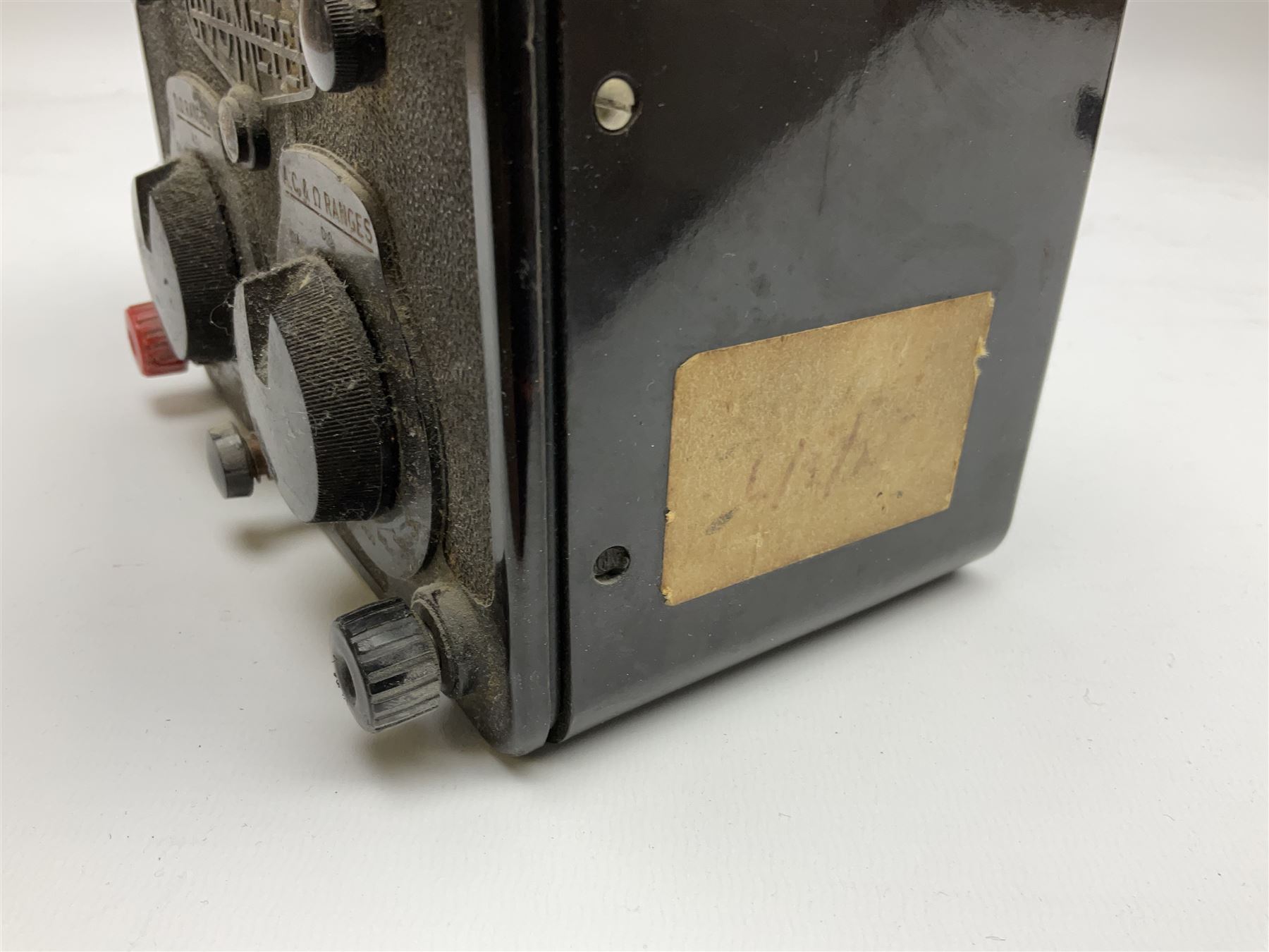 ASA Tokyo monocular microscope with black body, pitchfork base and wooden carrying box containing additional lenses No.47324 H29cm; Universal Avometer Model 8x Mk.III (Panclimatic); and Dansette 222 portable transistor radio (3)