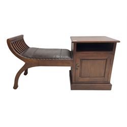 Hardwood telephone table with leather seat