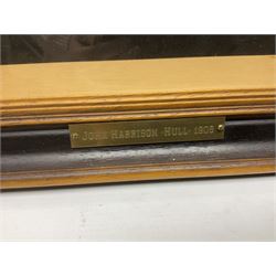 Cork carving of a religious cross depicting intricate scenes of various religious figures and motifs amongst trees and foliage, with central circular panel of Jesus Christ, in glazed frame, H95cm