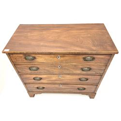 19th century mahogany chest, four graduating cockbeaded drawers, ogee bracket supports 