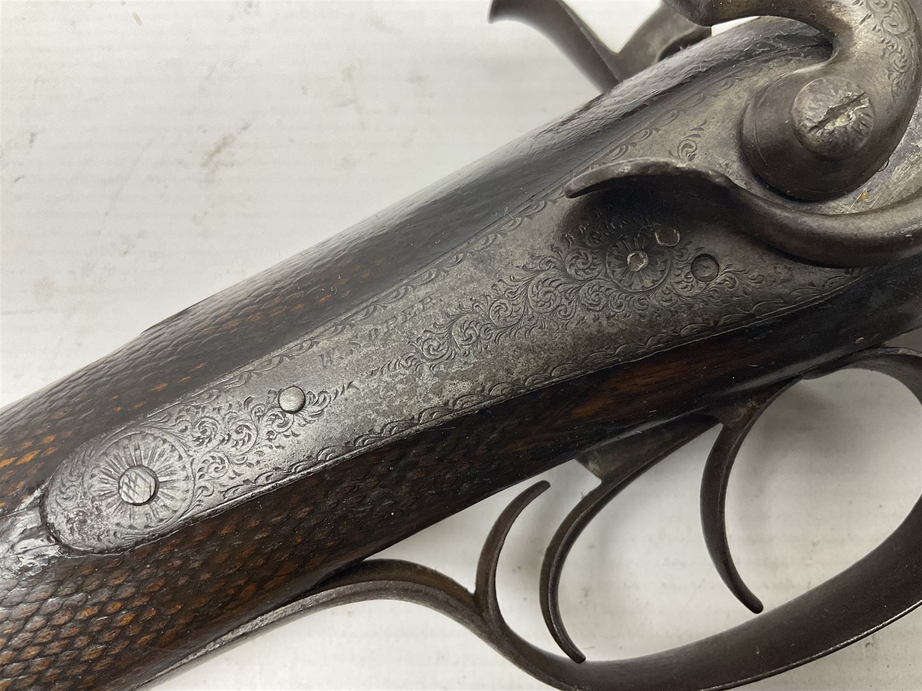 SHOTGUN CERTIFICATE REQUIRED - 19th century John Adams of London 12-bore double barrel side-by-side hammer gun with screw under-lever opening, 76cm (30