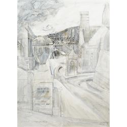 Richard Demarco (Scottish 1930-): The Barracks - Edinburgh Castle, pencil watercolour and ink signed titled and dated 1967, 37cm x 28cm