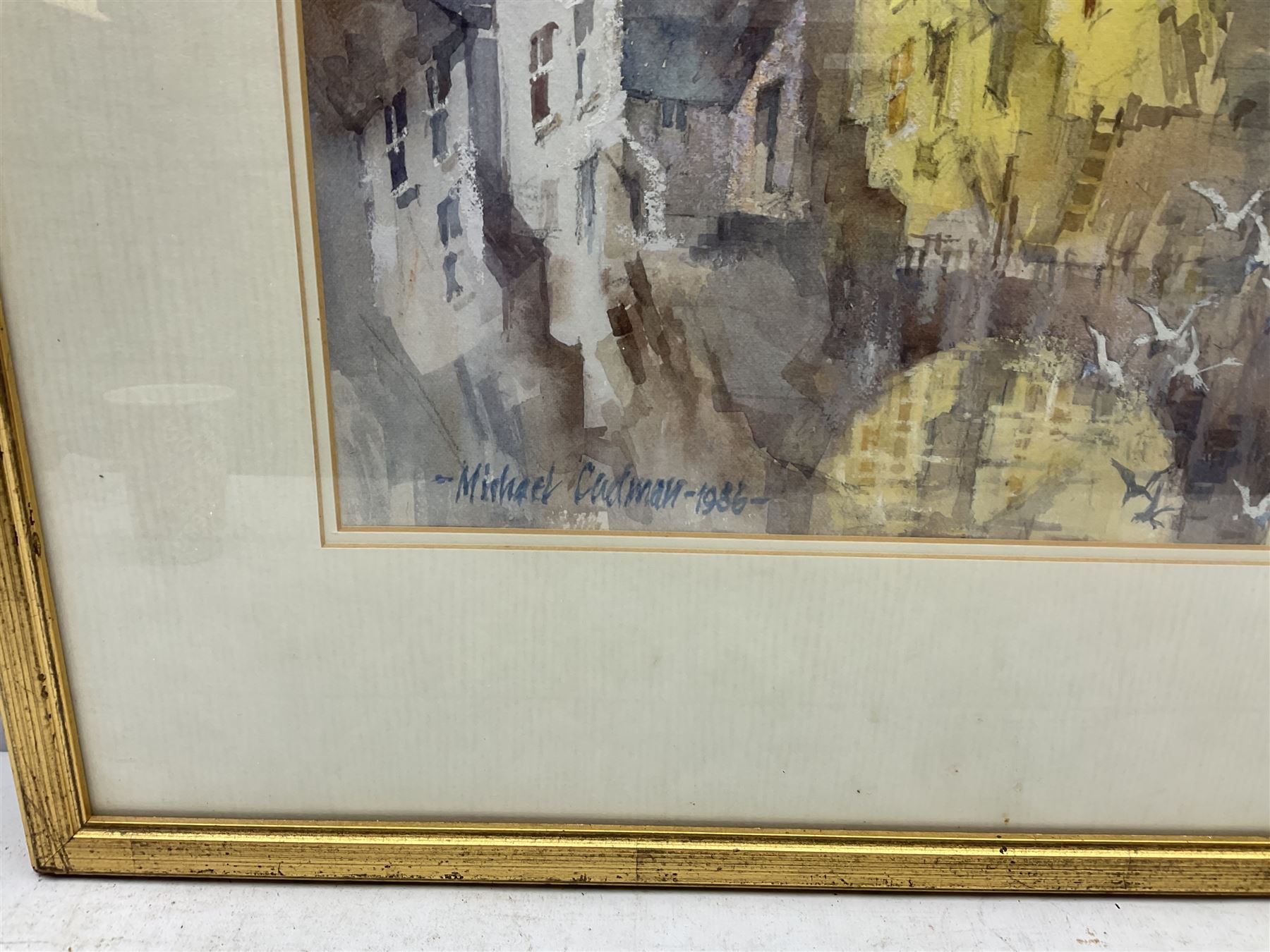 Michael Lawrence Cadman RI ARCA (British 1920-2010): 'Memories of Whitby', pencil and watercolour signed and dated 1986, titled verso with artist's address 35cm x 50cm 
Provenance: exh. The Mall Galleries, Carlton House Terrace, London 1987