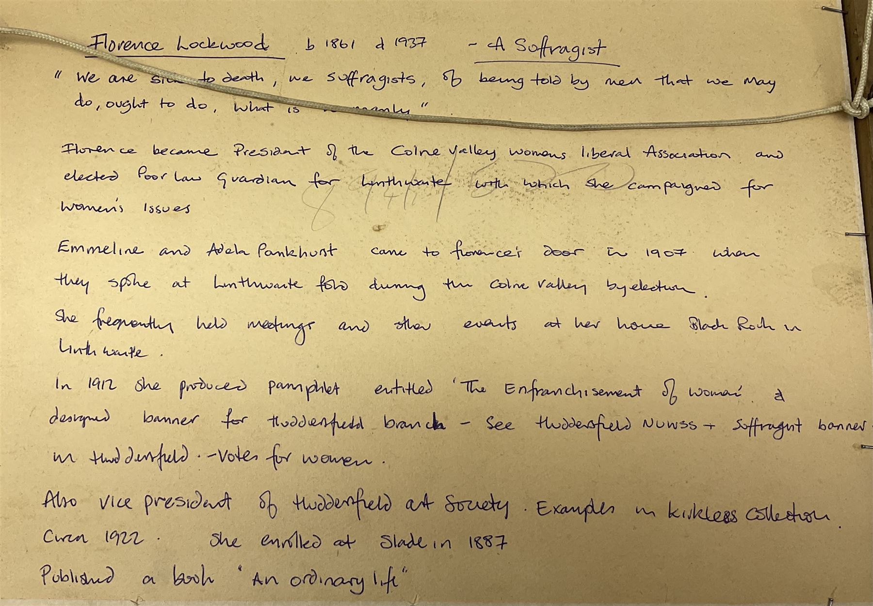Florence Lockwood (British 1861-1937): Cottage in the Woods, watercolour signed 23cm x 31cm
Notes: Florence Lockwood was a notable suffragette