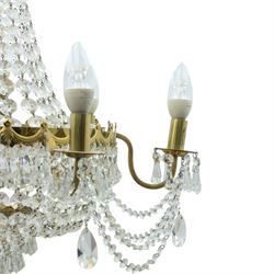 Late 20th century glass six branch chandelier, beaded glass  