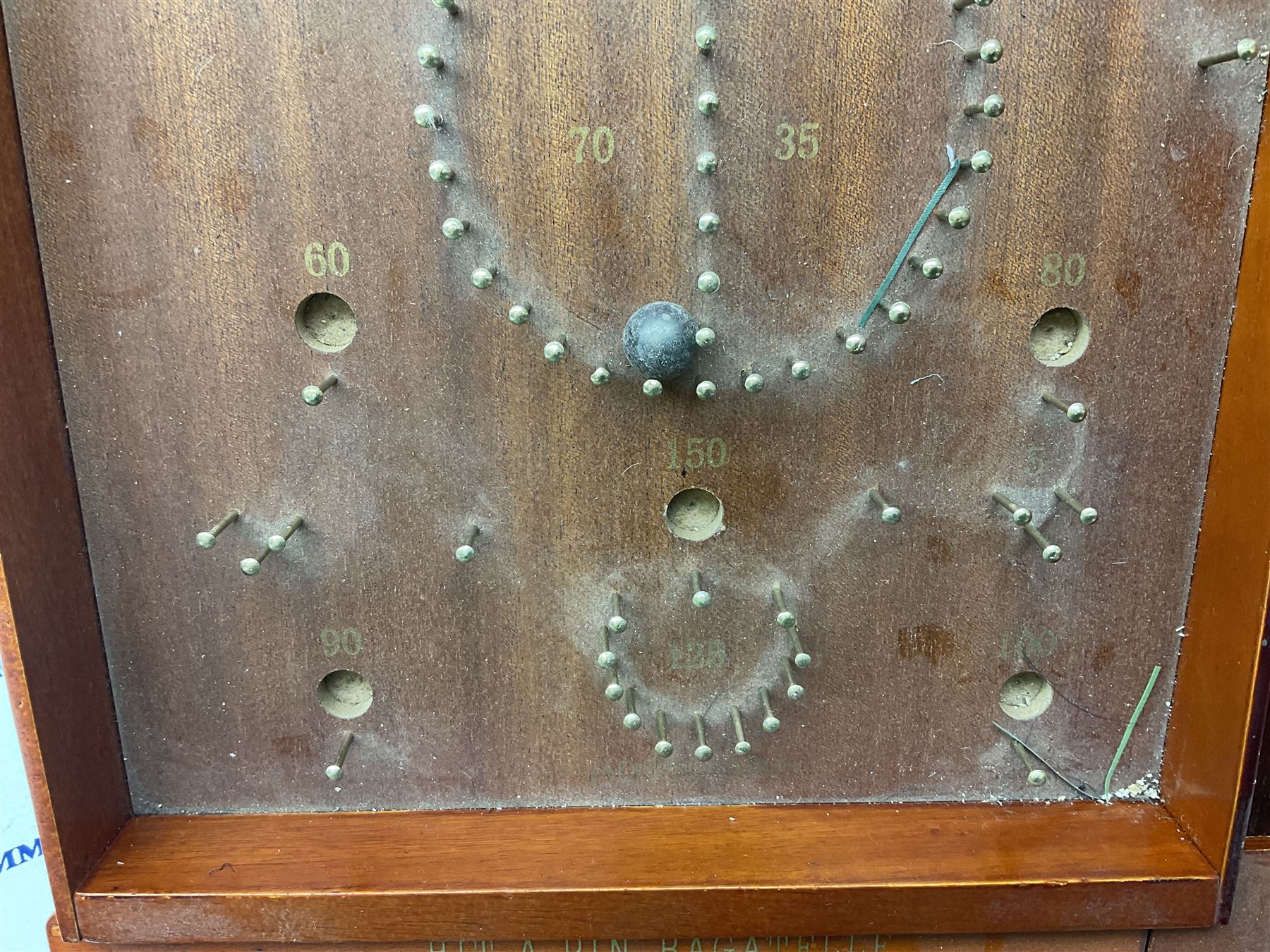 Bagatelle board and Harrods backgammon set in case