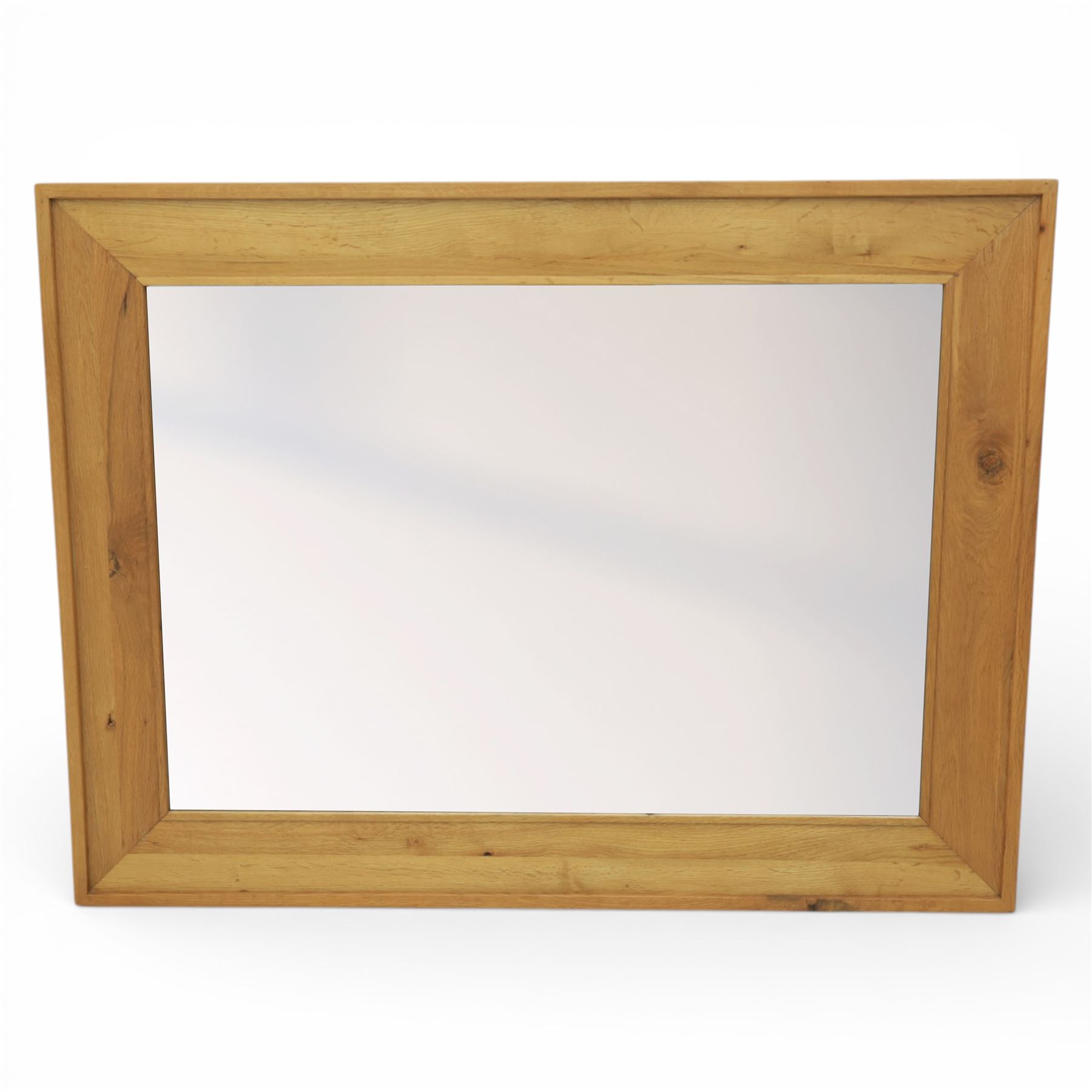 Modern oak framed wall mirror, moulded frame