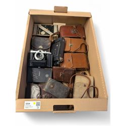 Twelve folding cameras and similar, including Afga, Jiffy Kodak, Solida Jr examples, toget...
