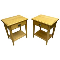 Laura Ashley - pair of lightwood bedside stands, fitted with single drawer and undertier 