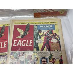 Collection of approximately forty-six 1920s and onwards comic books, to include eight Eagle comics dated 1952-1953, Rupert Bear and the Snow Sports Adventure Series no.23, and further comics from the Magnet Library, Radio Fun, Film Fun, Wizard, Beano etc 