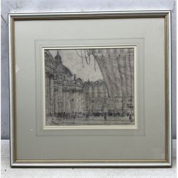 Alan Carr Linford (British 1926-): 'Piazza del Popolo' Rome, pencil and wash signed '48, titled on label verso 26cm x 30.5cm