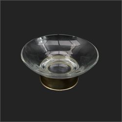 Links of London glass and silver mounted pedestal bowl, London 2006, D20.5cm and a similar presentation glass bowl with silver mount, inscribed 'At The Races', maker W I Broadway & Co, D23cm (2)