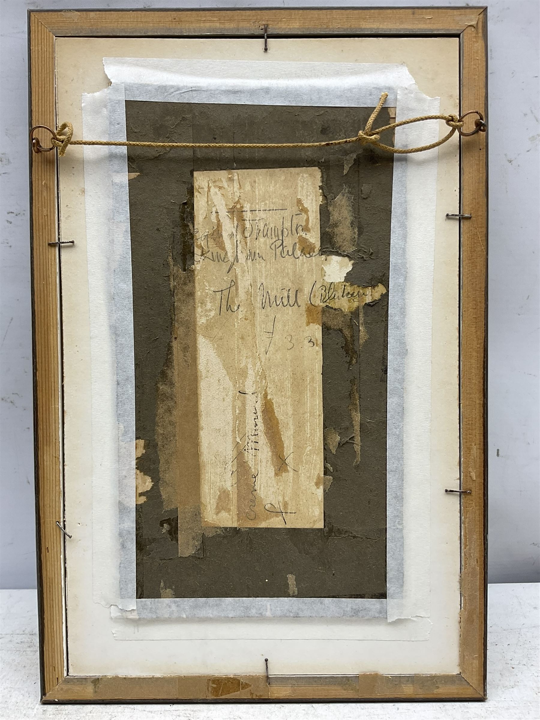 Edward Reginald Frampton (British 1870-1923): ‘The Mill’, watercolour signed and dated 1900, titled verso 27cm x 14cm