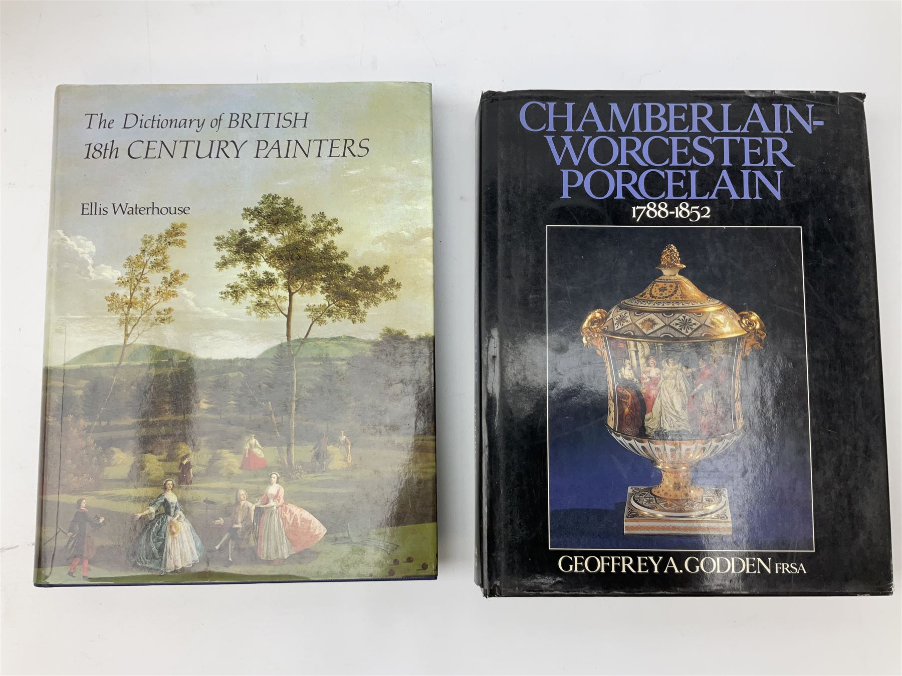 Group of Fine Art and Antique reference books, to include examples on Victorian painters, equestrian artists, Worcester porcelain, etc. 