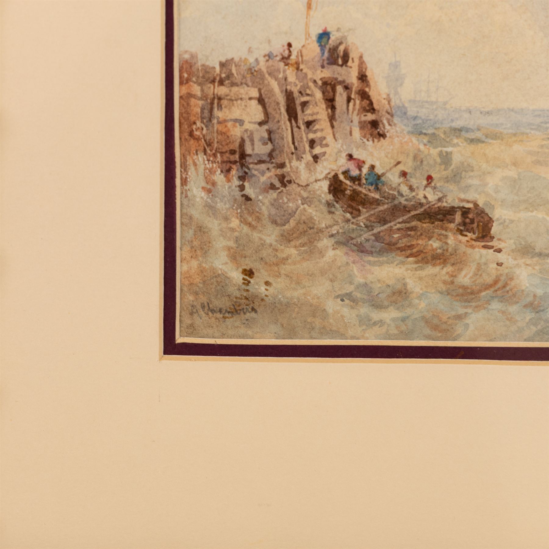George Chambers Snr (British 1803-1840): Sailboats Bracing Rough Seas, watercolour signed 16cm x 23.5cm
