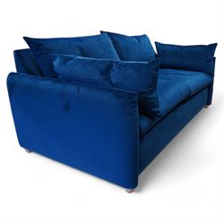 Heals - 'Pillow' three-seat sofa bed upholstered in blue fabric