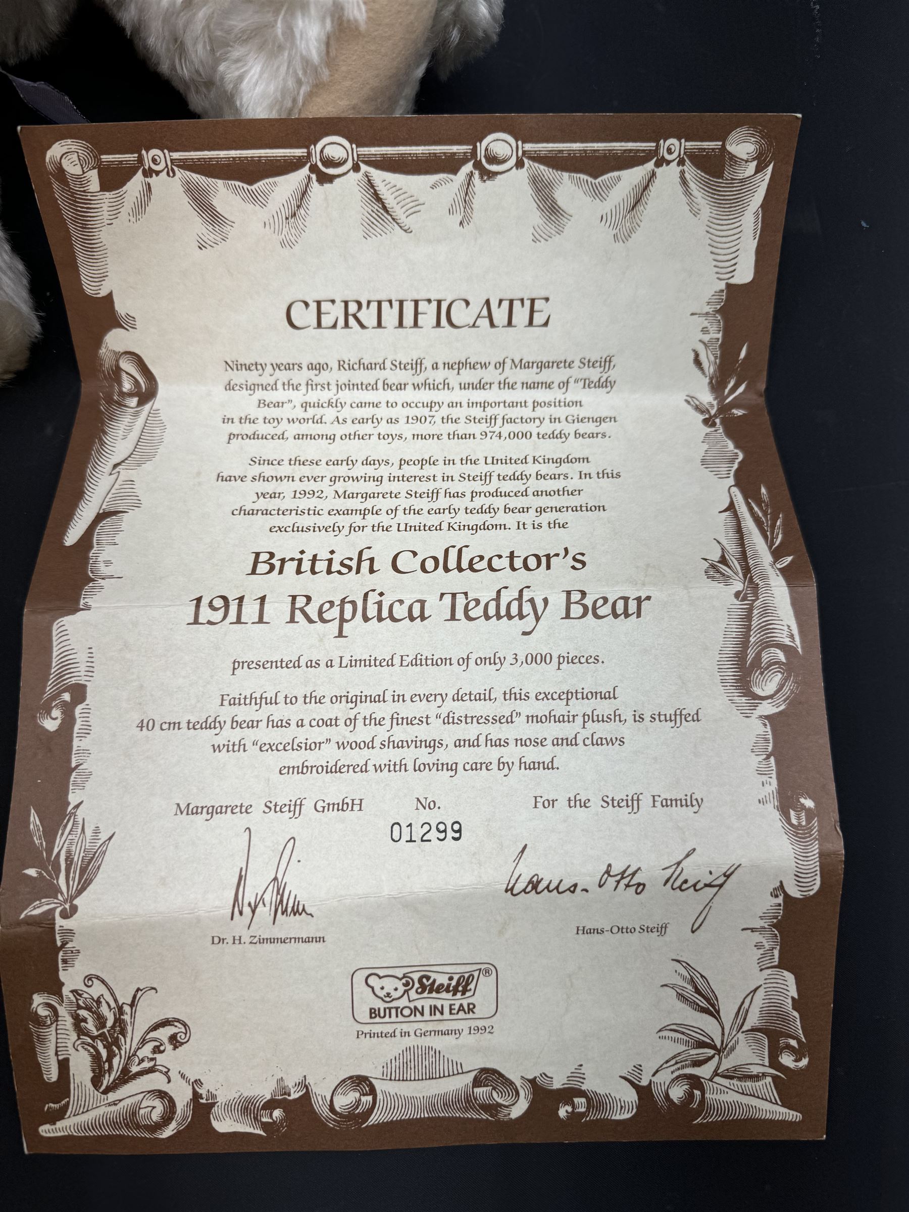 Steiff 1992 limited edition British Collector