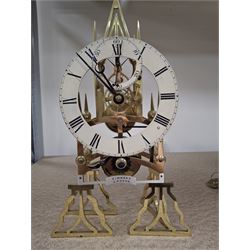 Two skeleton clock movements, tavern clock movement, and further clock movements, all for restoration 