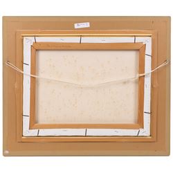 John Mackie (Scottish 1953-): 'The Village of Minerva', oil on canvas signed and dated '99, titled verso 34cm x 44cm 