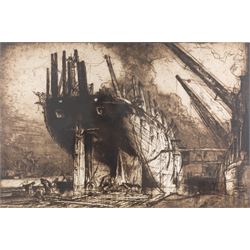 Sir Frank Brangwyn RA (British 1867-1956): 'Breaking up of the Duncan' (Gaunt 193), etchin...