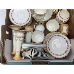 1970s Meakin coffee set, early 20th century tea set, Hornsea Pottery cruet and condiments, dressing table set, pair of vases etc, in two boxes 