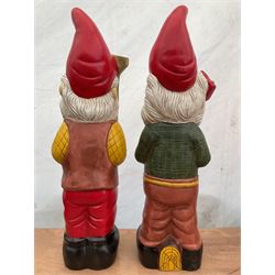 Pair of large indoor or outdoor painted garden gnomes  - THIS LOT IS TO BE COLLECTED BY APPOINTMENT FROM DUGGLEBY STORAGE, GREAT HILL, EASTFIELD, SCARBOROUGH, YO11 3TX