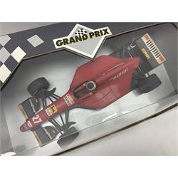 Three Paul's Model Art Grand Prix 1:18 scale die-cast racing cars - Sauber Mercedes C13 A. De Cesaris G.P. Canada 1994; Ferrari F 93 A Jean Alesi; and Benetton B 194/5 Showcar 1995 J. Herbert; all boxed (3)
