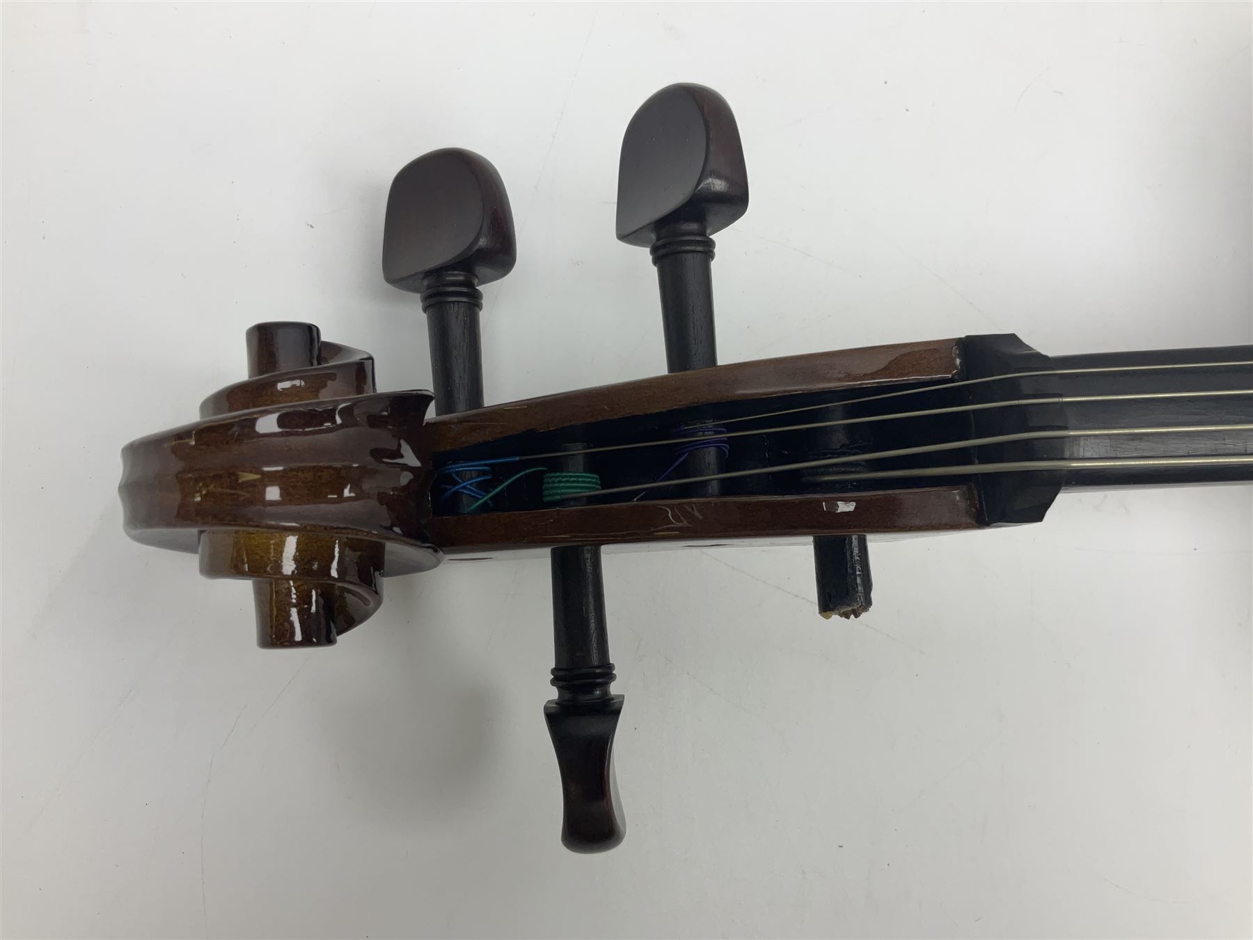 Stentor Student I quarter-size cello with 59.5cm two-piece maple back and ribs and spruce top; bears maker's label with serial no.M072648 L95.5cm overall; in Stentor soft carrying case with bow