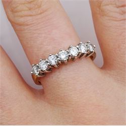 18ct gold seven stone round brilliant cut diamond ring,  hallmarked, total diamond weight 0.55 carat