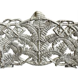 Coalbrookdale design - cast iron 'fern' pattern garden bench, wooden slatted seat, in white paint finish 